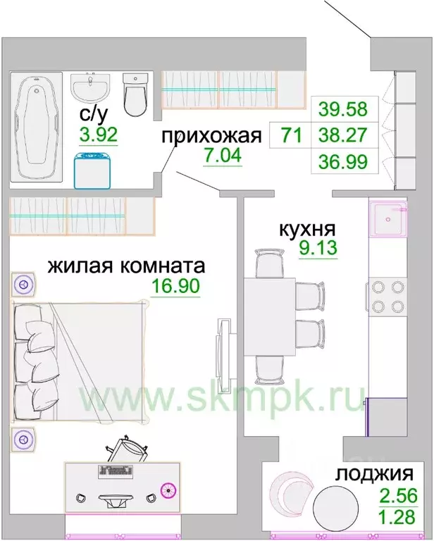 1-к кв. Калининградская область, Зеленоградск ул. Тургенева, 16Ак2 ... - Фото 0