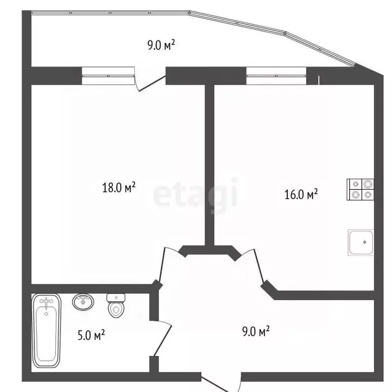 2-к кв. Тюменская область, Тюмень ул. Федюнинского, 64к2 (48.0 м) - Фото 0