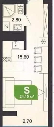Квартира-студия, 18,6 м, 19/19 эт. - Фото 0