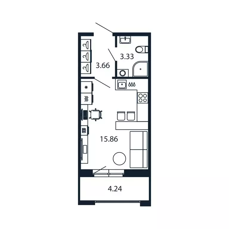 Квартира-студия: Новоселье, Центральная улица, 30к1 (22.4 м) - Фото 1