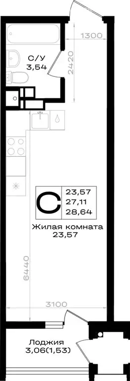 Квартира-студия: Краснодарский край, Новороссийск, Южный район (28.64 ... - Фото 1