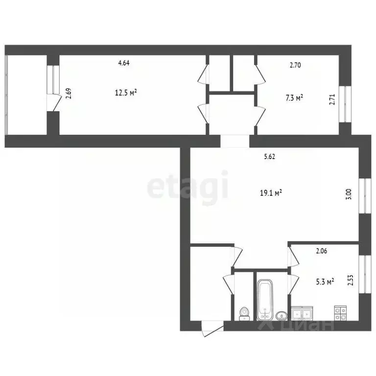 3-к кв. Тюменская область, Тюмень ул. Мельникайте, 97 (55.0 м) - Фото 1