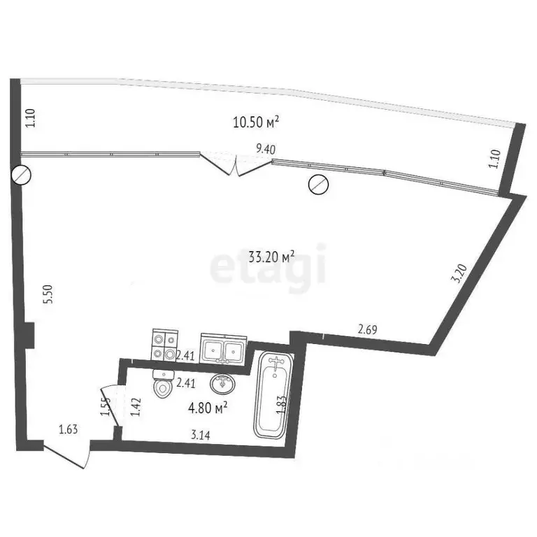 Студия Краснодарский край, Геленджик Крымская ул., 3к3 (38.3 м) - Фото 1