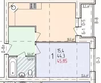 1-к кв. Мордовия, Саранск Ботевградская ул., 102А (45.85 м) - Фото 1