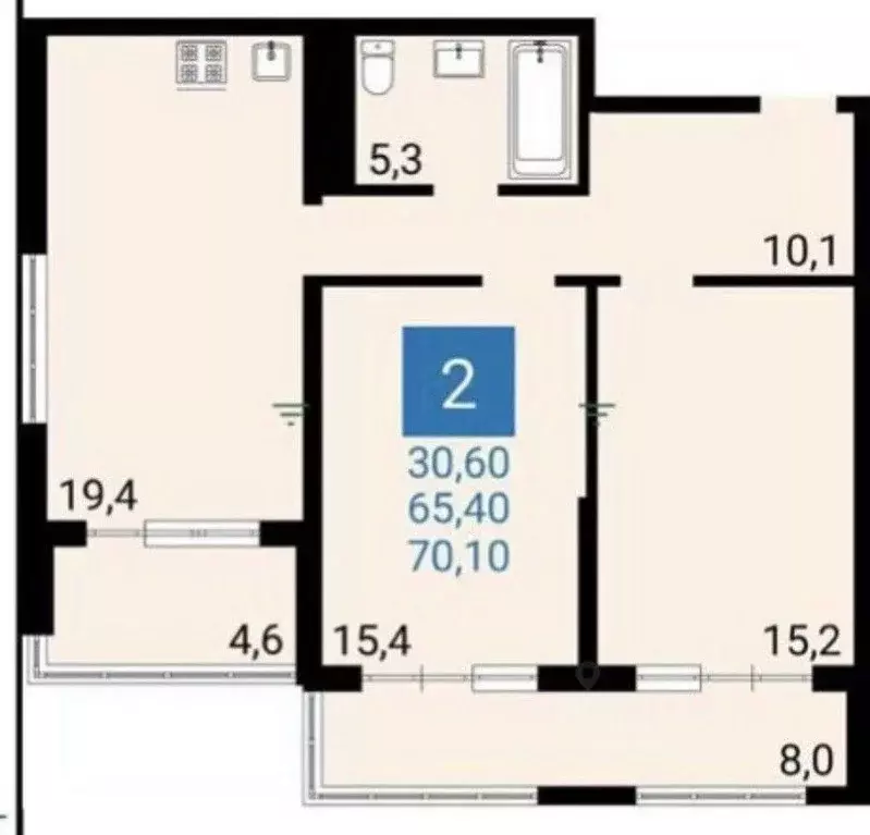 2-к кв. Краснодарский край, Анапа ул. Адмирала Пустошкина, 22к2 (78.0 ... - Фото 2