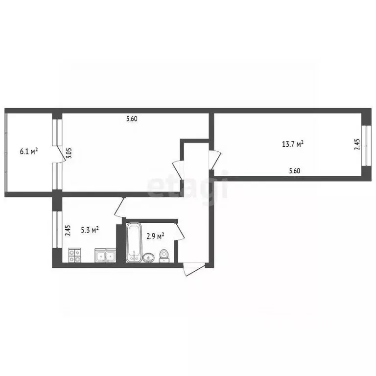 2-к кв. Крым, Ялта ул. Дзержинского, 31 (49.4 м) - Фото 1