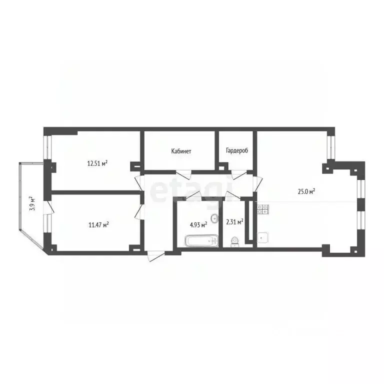 3-к кв. Тюменская область, Тюмень ул. Константина Посьета, 14 (78.7 м) - Фото 2