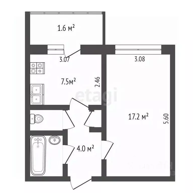 1-к кв. Псковская область, Печоры Индустриальная ул., 4 (32.8 м) - Фото 2