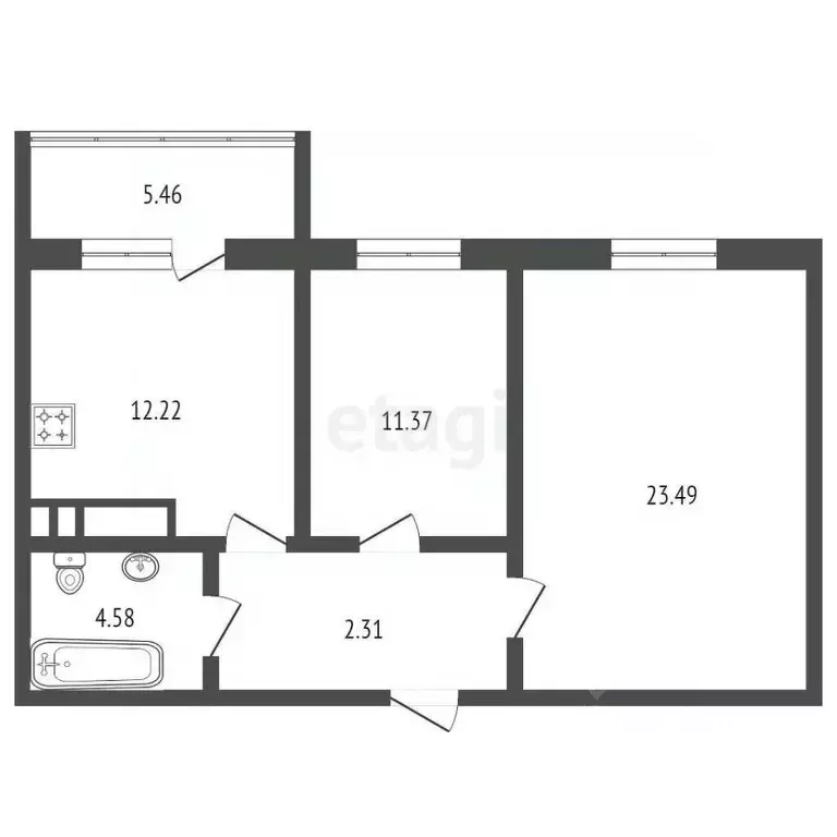 2-к кв. Карачаево-Черкесия, Черкесск Кавказская ул., 92/в 3 (62.2 м) - Фото 1