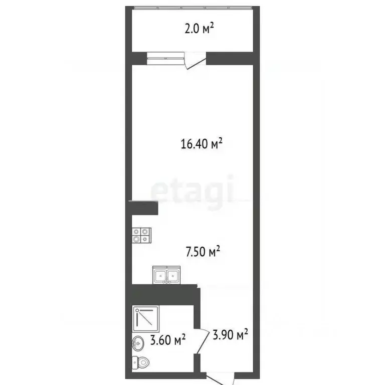 Студия Ростовская область, Ростов-на-Дону просп. Чехова, 53 (35.4 м) - Фото 1