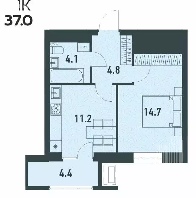 1-комнатная квартира: Пермь, Уинская улица, 2 (36.9 м) - Фото 0