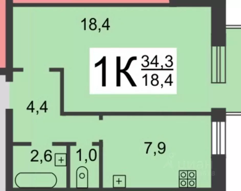 1-к кв. Нижегородская область, Нижний Новгород Эпроновская ул., 10 ... - Фото 2