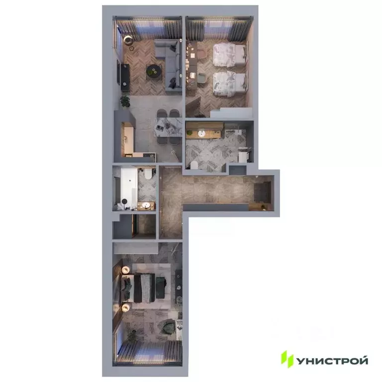 2-к кв. Татарстан, Казань проезд Юнуса Ахметзянова, 5 (71.04 м) - Фото 1