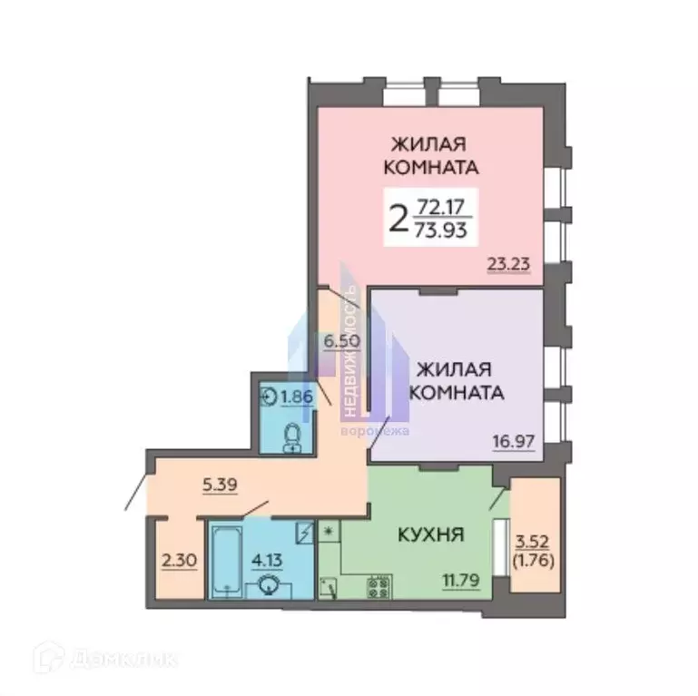 Продаётся 2-к квартира, 73.9 м - Фото 0