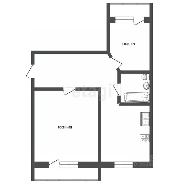 2-к кв. Московская область, Подольск Мраморная ул., 1/13 (47.9 м) - Фото 1