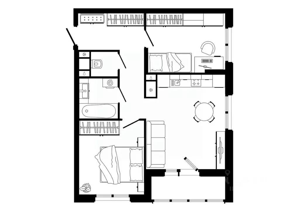 2-к кв. Тульская область, Тула ул. Седова, 26к3 (59.7 м) - Фото 1
