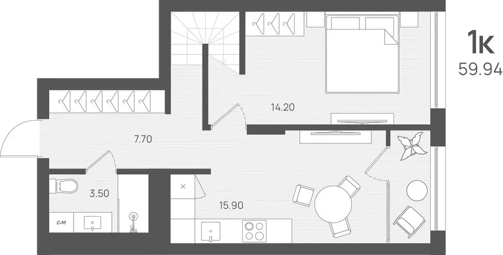 1-комнатная квартира: Калининградская область, посёлок городского типа ... - Фото 0