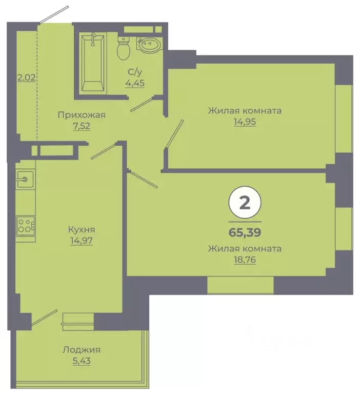 2-к кв. Ростовская область, Ростов-на-Дону Левенцовский мкр, ... - Фото 1