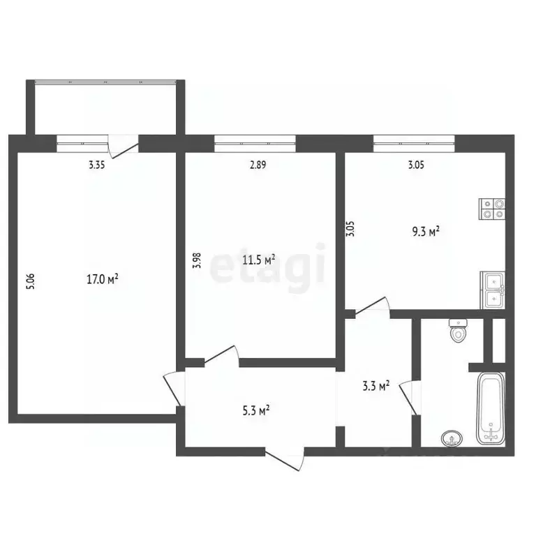 2-к кв. Вологодская область, Череповец ул. Гоголя, 19 (50.4 м) - Фото 1