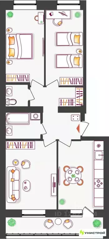 3-к кв. Самарская область, Тольятти ул. Владимира Высоцкого (68.57 м) - Фото 1