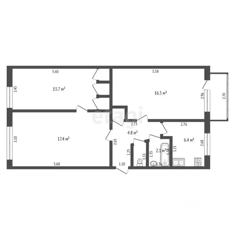 3-к кв. Забайкальский край, Чита ул. Богомягкова, 24 (61.8 м) - Фото 1