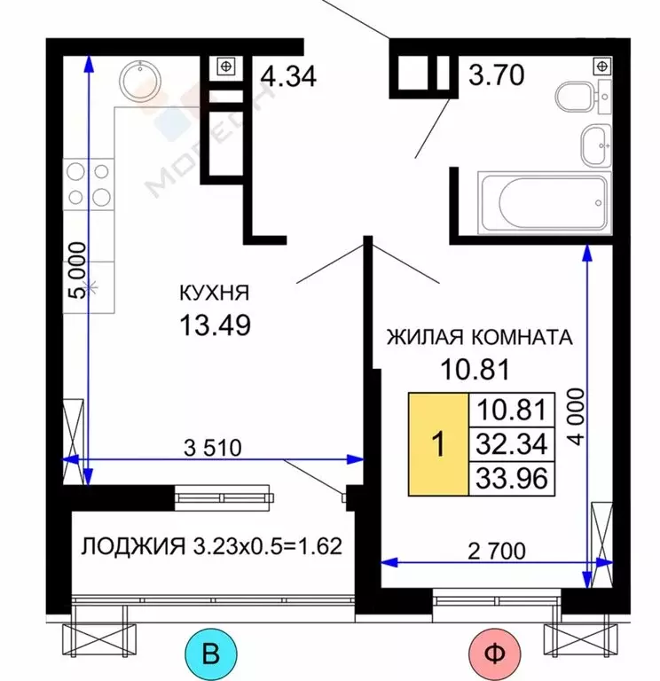 1-комнатная квартира: Краснодар, Воронежская улица, 47/10 (32.2 м) - Фото 0