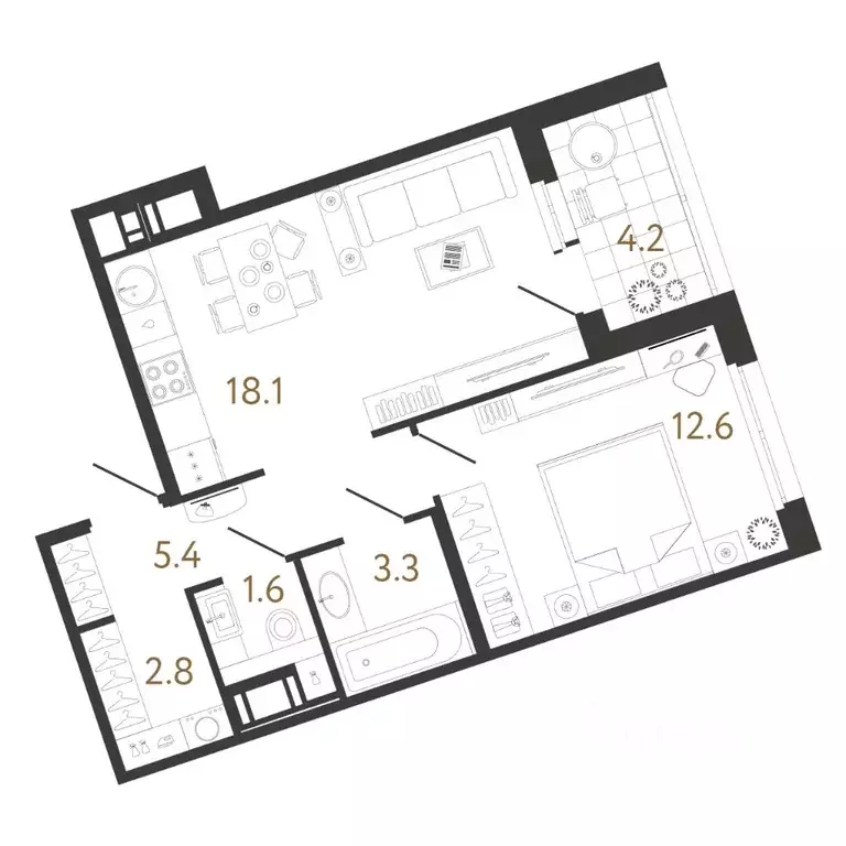 1-к кв. Санкт-Петербург ул. Бабушкина, 2 (43.8 м) - Фото 0