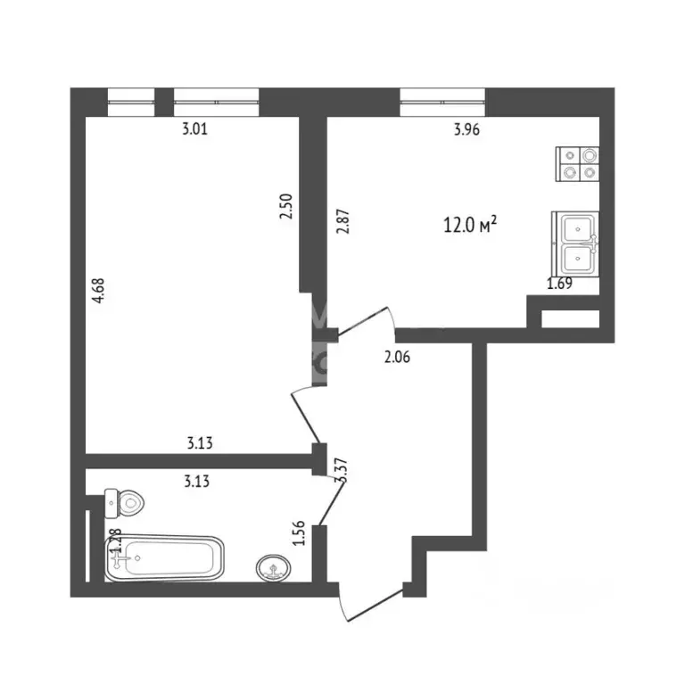 1-к кв. Тюменская область, Тюмень Харьковская ул., 76 (35.6 м) - Фото 2