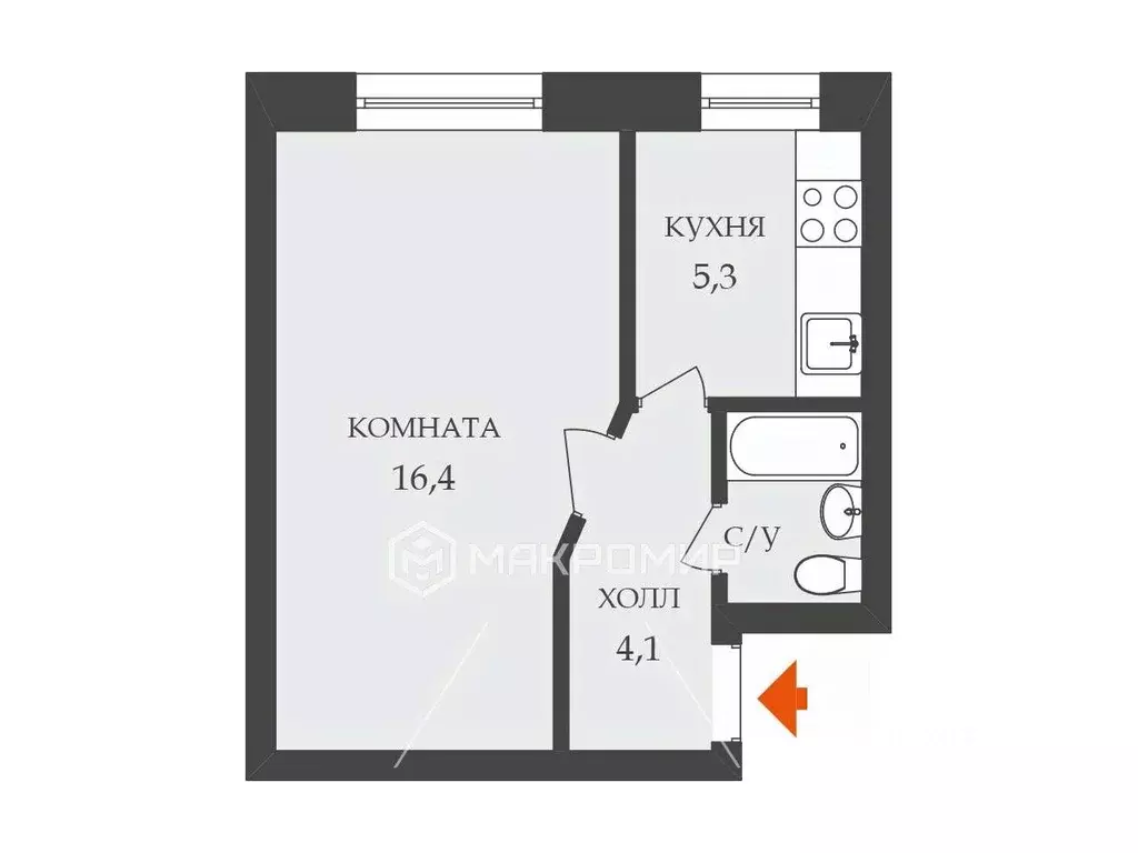 1-к кв. Санкт-Петербург ул. Дудко, 29К1 (28.3 м) - Фото 1