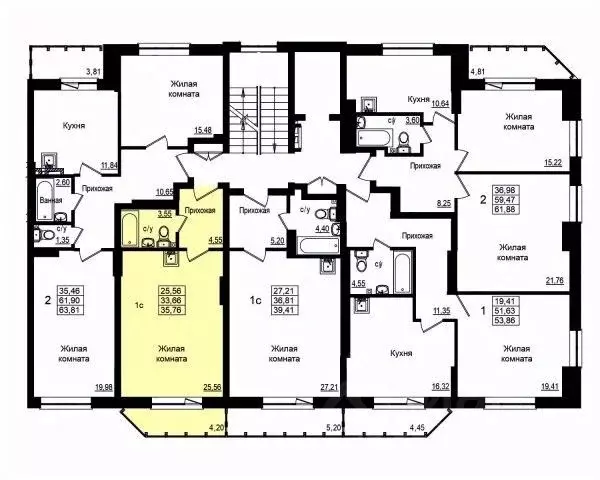 Студия Новосибирская область, Новосибирск Вилюйская ул., 6 (33.5 м) - Фото 2