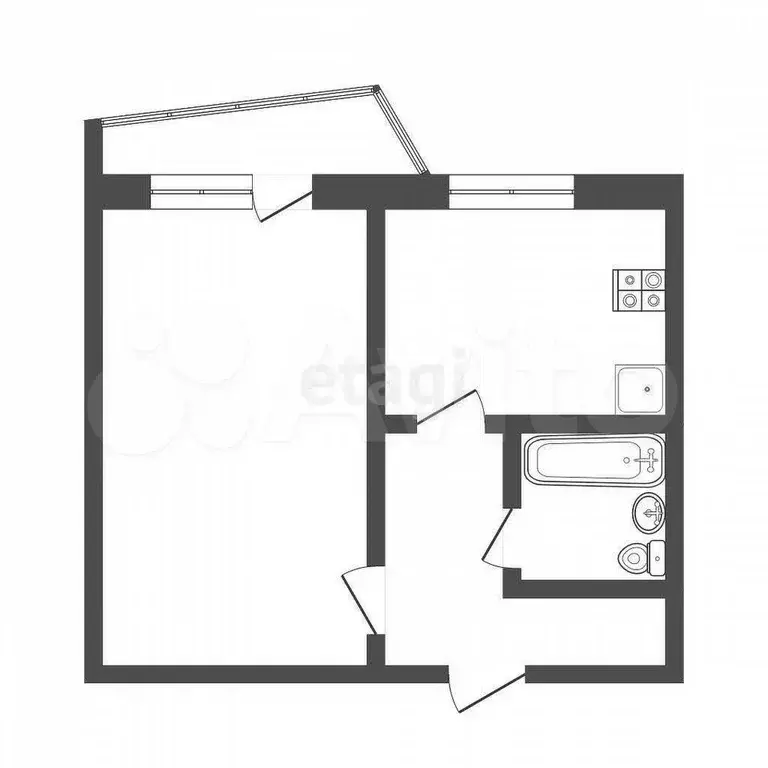 1-к. квартира, 37 м, 4/10 эт. - Фото 0