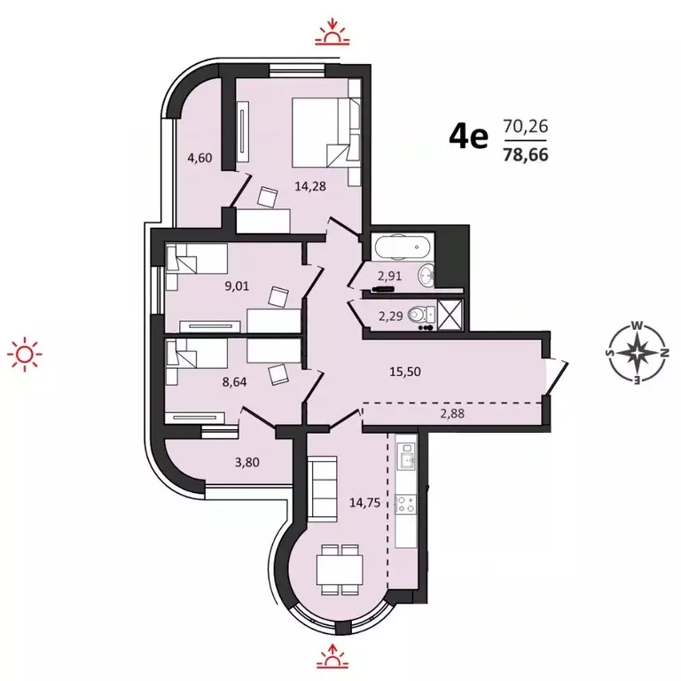 4-к кв. Хабаровский край, Хабаровск ул. Быстринская, 2 (78.66 м) - Фото 0