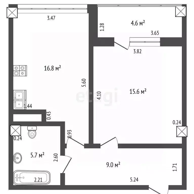 1-к кв. Краснодарский край, Геленджик ул. Гоголя, 7к2 (47.1 м) - Фото 2