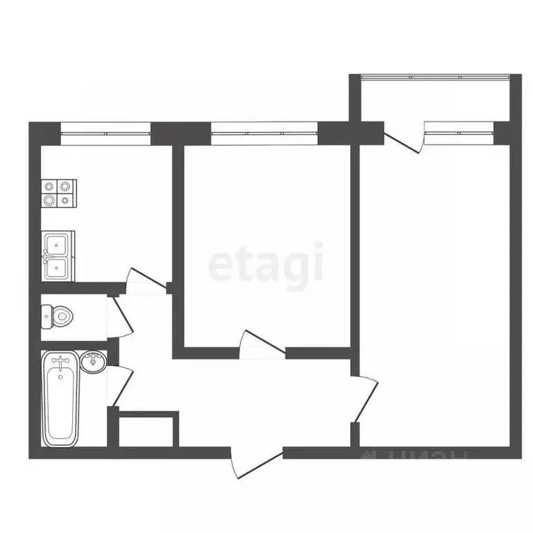 2-к кв. Кемеровская область, Новокузнецк просп. Строителей, 100 (52.4 ... - Фото 2