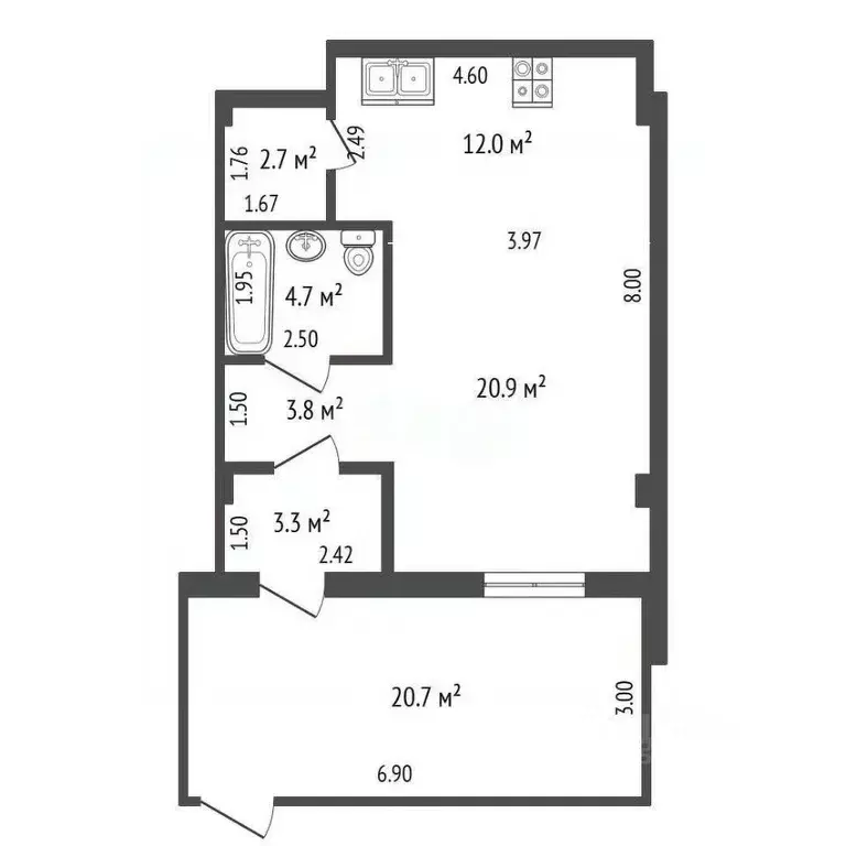 1-к кв. Ростовская область, Ростов-на-Дону ул. Нансена, 93с1 (47.4 м) - Фото 1
