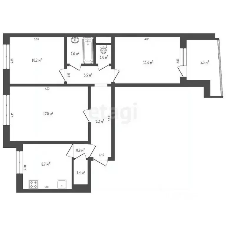 3-к кв. Ростовская область, Ростов-на-Дону Таганрогская ул., 116/3 ... - Фото 2