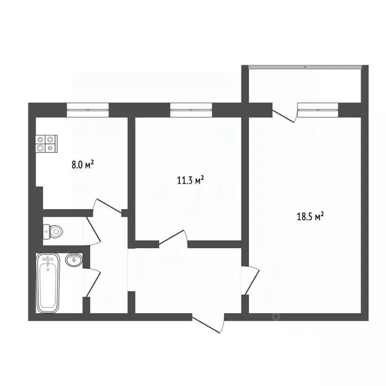 2-к кв. Ямало-Ненецкий АО, Муравленко ул. Губкина, 20 (47.2 м) - Фото 1