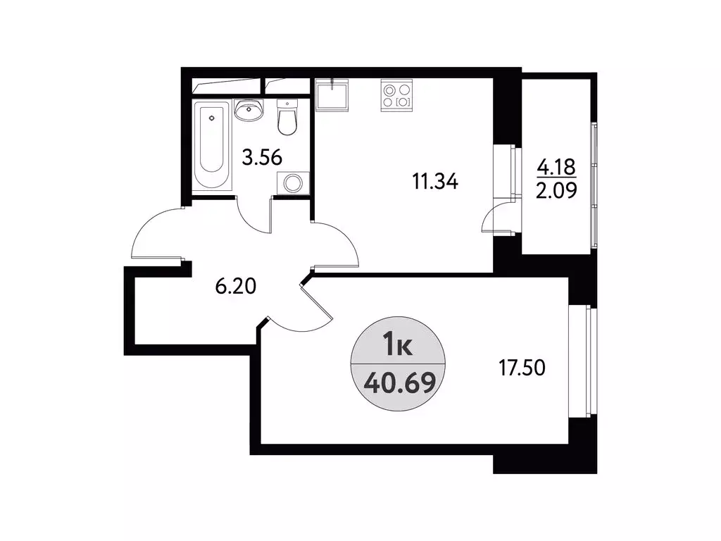 1-комнатная квартира: Щёлково, Фряновское шоссе, 13 (40.69 м) - Фото 1