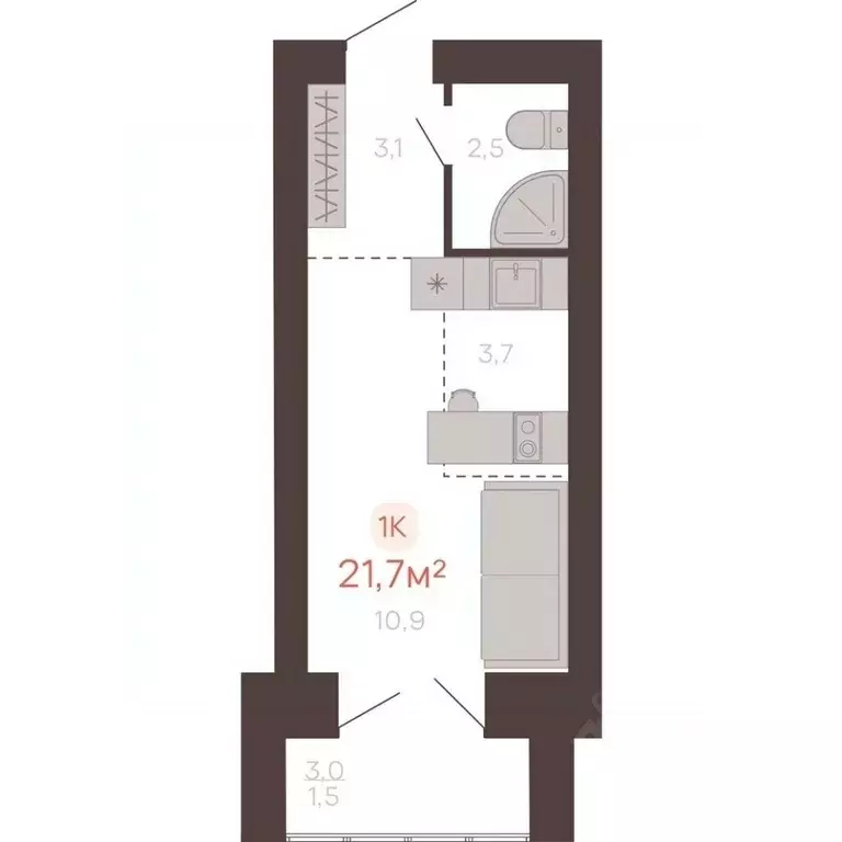 1-к кв. Алтайский край, Новоалтайск ул. Южсиба, 52А (21.9 м) - Фото 1