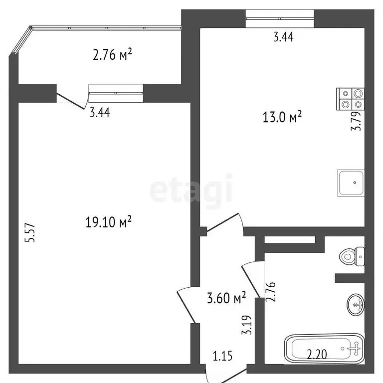 1-комнатная квартира: Тюмень, улица Московский Тракт, 154 (41.9 м) - Фото 1