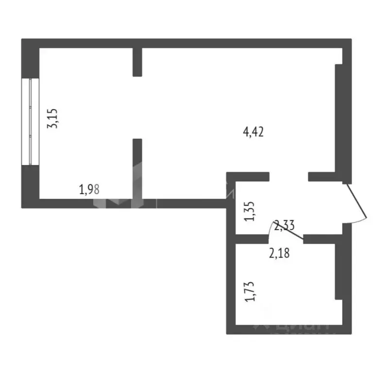 Студия Тюменская область, Тюмень ул. Газовиков, 73к1 (26.1 м) - Фото 2