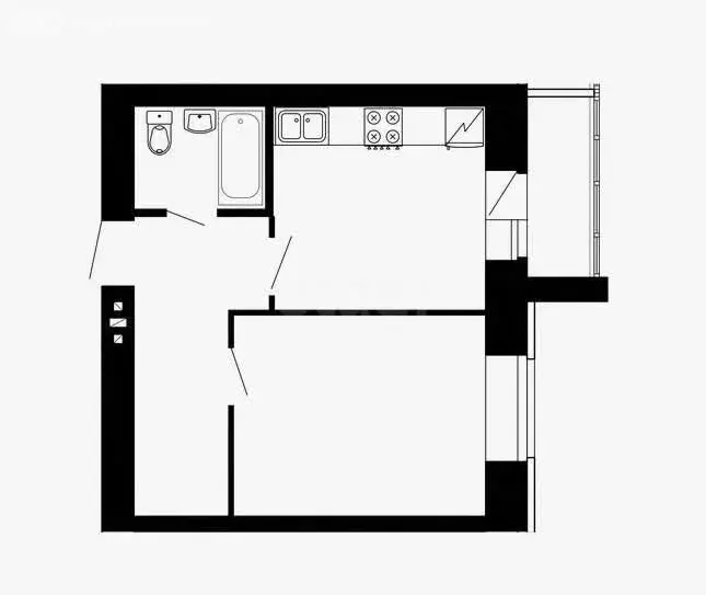 1-комнатная квартира: село Осиново, улица Гайсина, 2 (34.7 м) - Фото 1