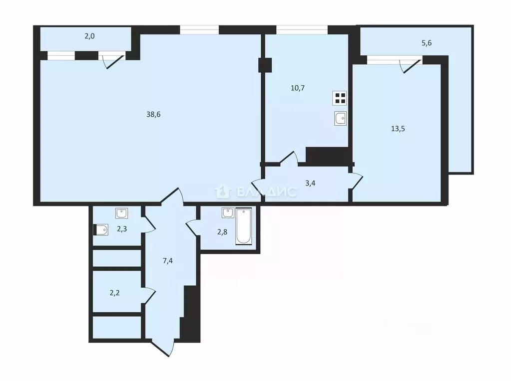 2-к кв. Москва Веерная ул., 22К1 (88.8 м) - Фото 1