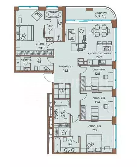 5-к кв. Москва ул. Нижние Мневники, 7 (142.5 м) - Фото 2