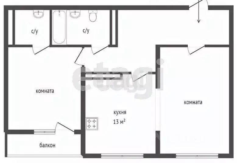 2-к кв. Свердловская область, Екатеринбург ул. М.Н. Михеева, 2 (64.0 ... - Фото 2