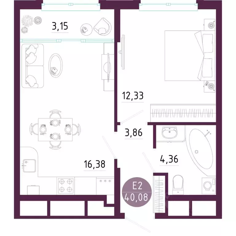 1-к кв. Тульская область, Тула ул. Купцов Гречихиных (40.08 м) - Фото 1