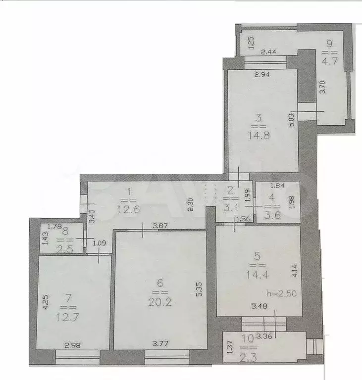 3-к. квартира, 90,9 м, 3/9 эт. - Фото 0