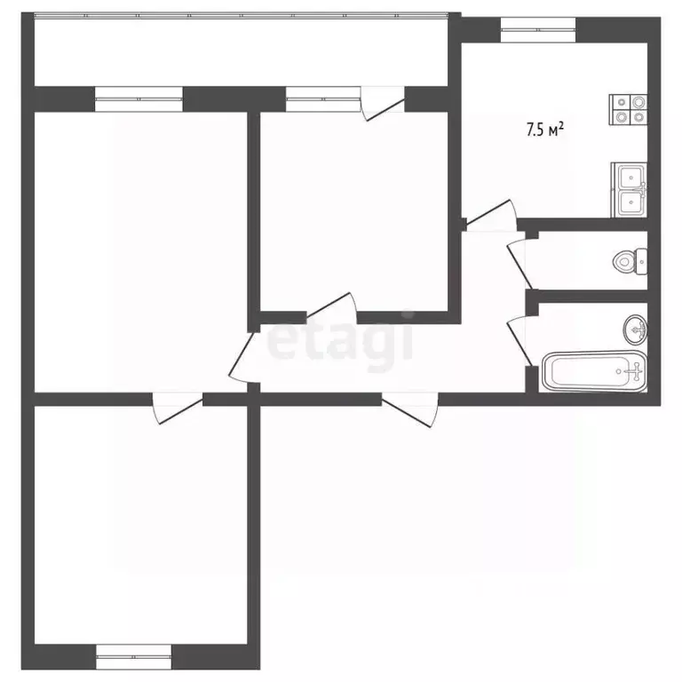 3-к кв. Алтайский край, Барнаул ул. Панфиловцев, 20 (62.0 м) - Фото 2