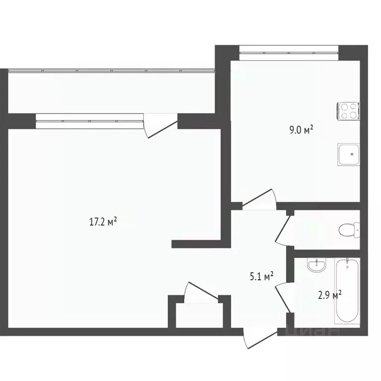 1-к кв. Бурятия, Улан-Удэ Ключевская ул., 43 (31.7 м) - Фото 2