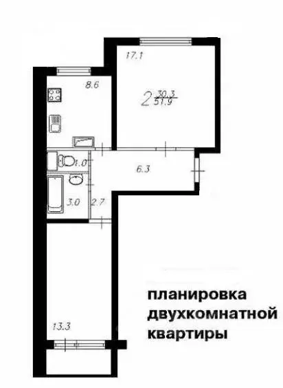 2-к кв. Москва Ставропольская ул., 64К1 (52.0 м) - Фото 1